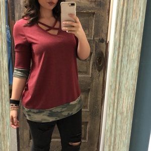 Red and camo top